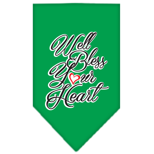 Well Bless Your Heart Screen Print Bandana Emerald Green Small